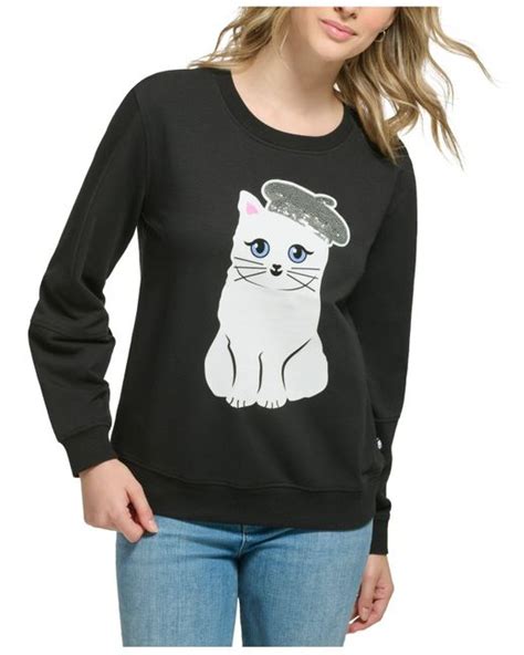 karl lagerfeld black sweater with cat